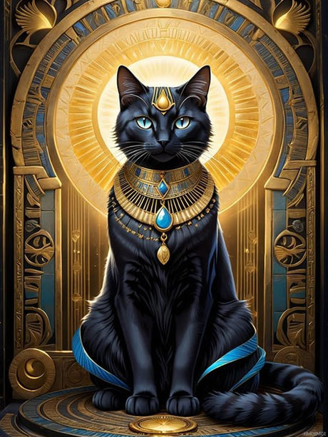 HMDIIMGE Lovely Egyptian Bastet Cat God Diamond Painting Kits for Adults, Egyptian Cat God 5D DIY Diamond Art Kits Full Drill Diamond Dots for Gift Wall Decor and Relaxation Gem Arts 12x16 Inch HMDIIMGE
