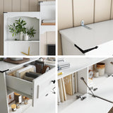 Loomie 104" W Wall Unit TV Stand with Storage for TVs up to 80", Large Farmhouse Wall Unit Entertainment Center with Bridge & Bookshelves, Tall TV Console Table Media Center for Living Room (White) Loomie