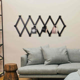 SCUNDA Accordion Wall Hanger with 16 Hooks, Wooden Wall Expandable Coat Rack for Coat, Hats, Baseball Caps, Coffee Mug, Jewelry(Black) SCUNDA