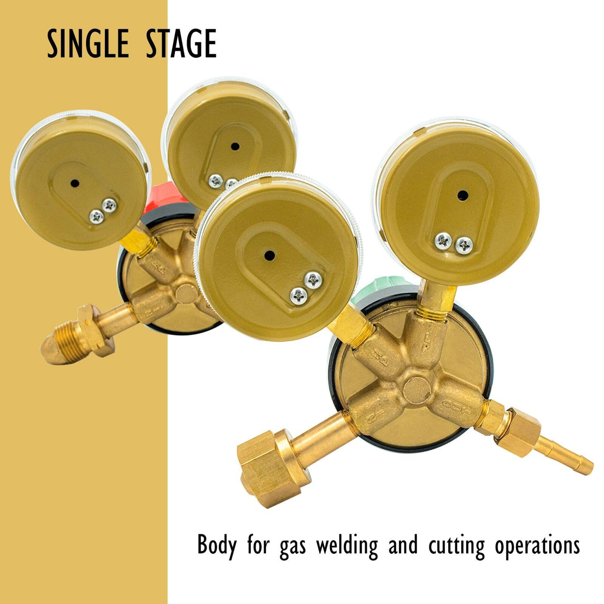 JZWELD Oxygen Acetylene Regulators, CGA540 and CGA510 Inlet Connection Welding Gas Gauges, Oxygen Acetylene Regulator Set for Welding Gas Cutting Torch, PC Handle JZWELD