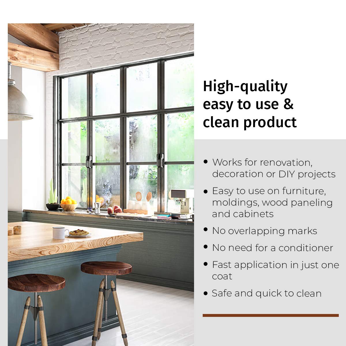 SamaN Interior Water Based Wood Stain - Natural Stain for Furniture, Moldings, Wood Paneling, Cabinets (Black TEW-108-12, 12 oz) SamaN