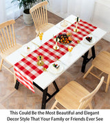Buffalo Check Table Cover - 13''x72'' Red & White Cotton Checkered Plaid Table Runner for Farmhouse Dinners ShinyBeauty