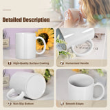 AGH 16pcs 11 Oz Sublimation Mugs Blank, White Coffee Ceramic Mugs Bulk, Plain Mug Cups for Sublimation with Bamboo Lids and Stainless Steel Spoon For Coffee, Soup, Tea, Milk, Latte, Hot Cocoa AGH