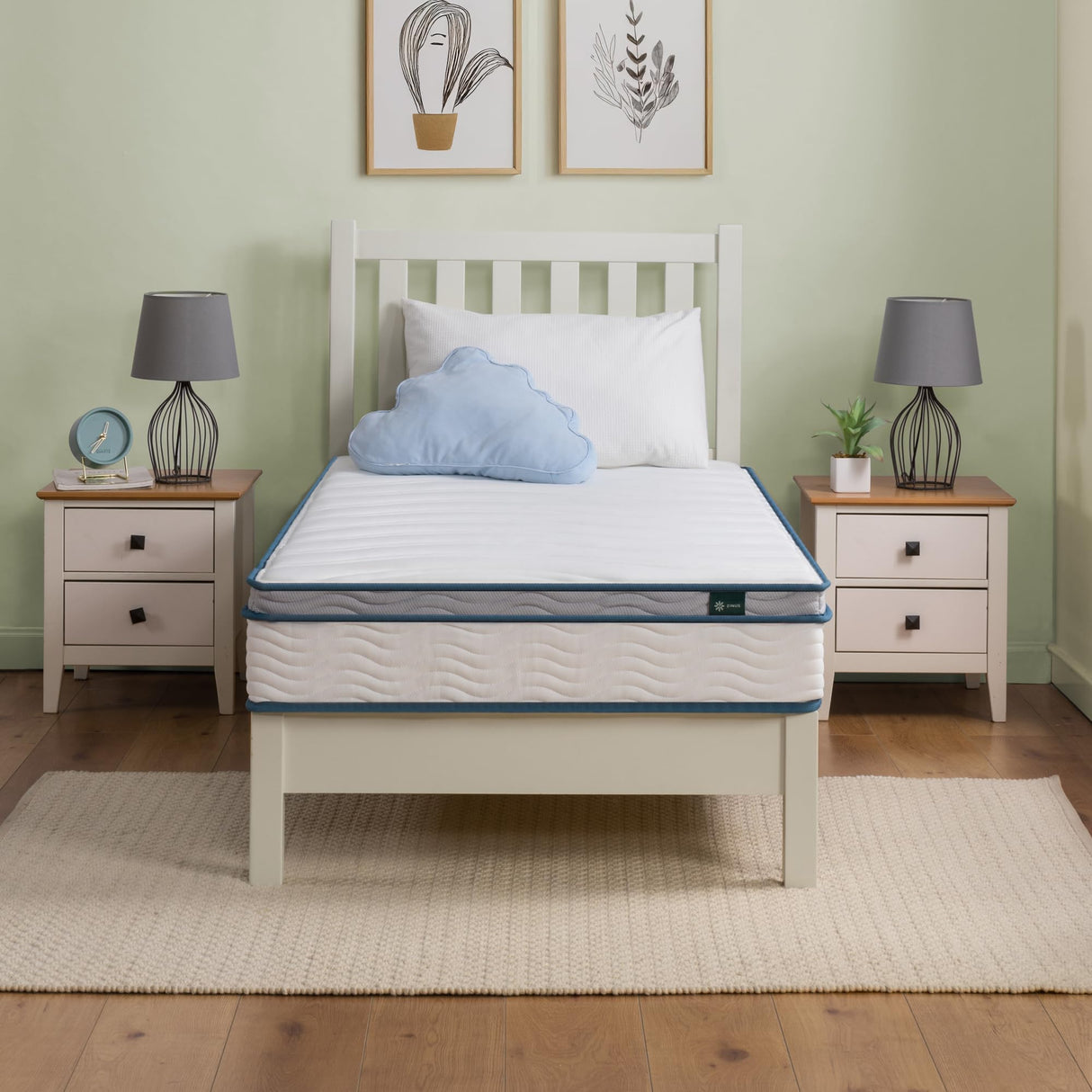 ZINUS 8 Inch Spring Sensation Hybrid Mattress [New Version], Medium Firm Feel, Fiberglass Free, Youth and Guest Bedroom, Mattress in A Box, Twin Zinus