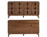 LKTART 60" Mid Century Modern Sideboard Buffet with Hollow Carved Doors and Outlet Holes,Vintage Accent Cabinet Credenzas Storage Cabinet Walnut LKTART