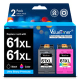 Valuetoner Remanufactured Ink Cartridges Replacement for HP 61 Ink Cartridge Combo Pack 61XL Works with HP Envy 4500 4502 5530 Deskjet 2540 3510 OfficeJet 4630 Printer (1 Black, 1 Tri-Color, 2-Pack) Valuetoner