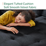 HONBAY Sectional Sleeper Sofa with Pull Out Bed, Sleeper Sectional Couch for Living Room, Sleeper Sofa Bed with Storage Chaise, Velvet Black HONBAY