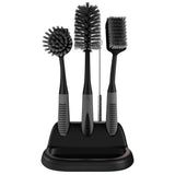 Dish Brush Set of 5 with Convenient Holder, Bottle Water Brush, Dish Scrub Brush, Scrubber Brush and Straw Brush - Kitchen Scrub Brushes Non Slip Long Handle for Sink Dishes Cup Pot Trazon