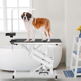 MODCART 43" Hydraulic Pet Grooming Table w/Anti-Static Table Top,Heavy Duty Hydraulic Dog Grooming Tablew/Armrests/Leash Covers/Tool Organiyzers/Hooks,Weight Capacity 330LBS Black,Range 21-36 MODCART