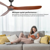 reiga 70 Inch Large Wood Ceiling Fan without Light, 3 Blade Indoor Outdoor High Airflow Silent Smart Ceiling Fans with Remote Control for Living Room Exterior Patio Porch reiga