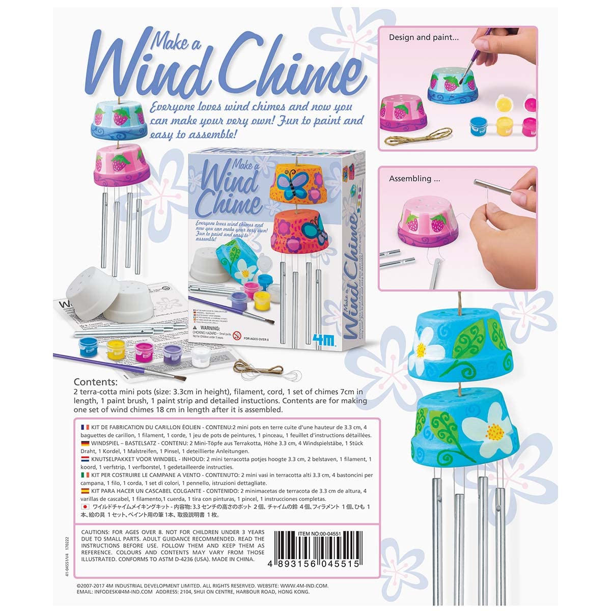 4M Make A Wind Chime Kit - Arts & Crafts DIY Kit - Set of 6 4M