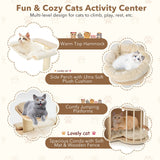 Tangkula Tall Cat Tree for Indoor Cats, 55 Inch Multi-Level Cat Tower Activity Center with Hammock, Cat Condo, Sisal Scratching Posts & Washable Cushions, Wooden Modern Cat Tree Houses for Large Cats Tangkula