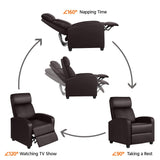 Yaheetech Recliner Chair Home Theater Seating PU Leather Recliner Sofa for Living Room Bedroom Brown Yaheetech