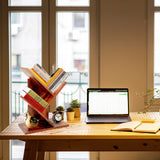 ZRWD Tree Bookshelf, 3-Tier Small Book Storage Organizer Shelves Floor Standing Bookcase, Wood Storage Rack for Office Home School Shelf Display for Cd/Magazine(Rustic Brown) ZRWD