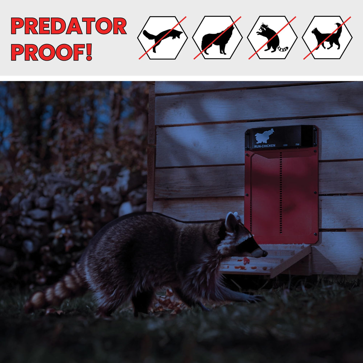 Run Chicken Door Model T50 (Red) RUN-CHICKEN