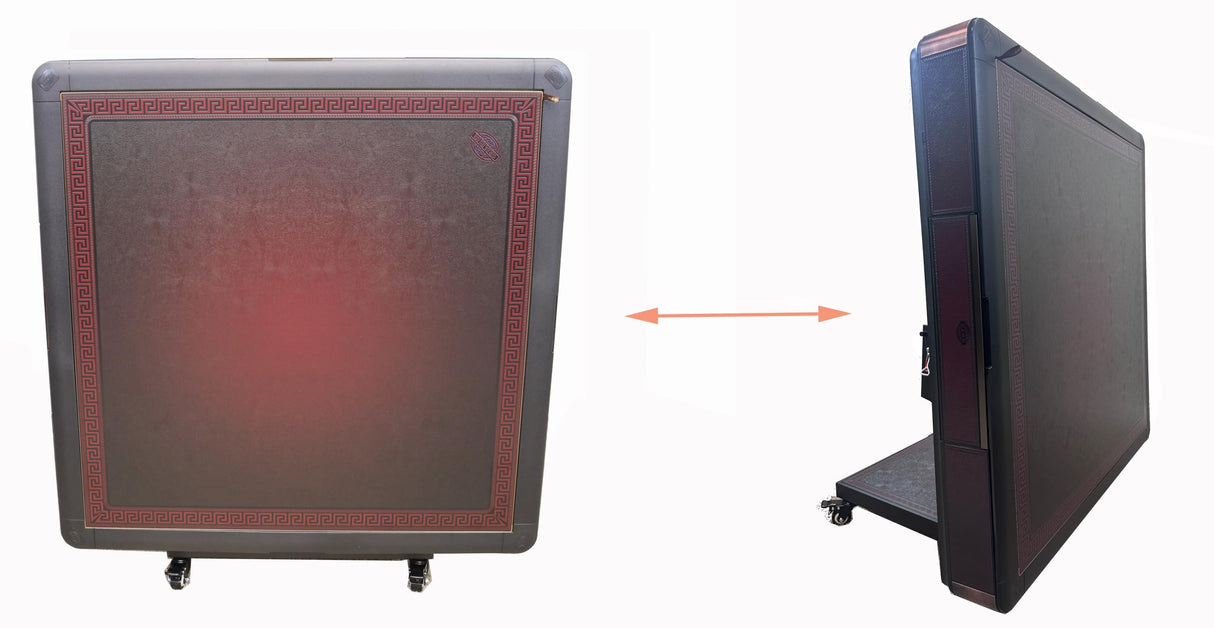 USA MJ Table Roller Coaster Style 40mm Chinese/Filipino/American Mahjong Folding Automatic Mahjong Table Wine Red Color Ultra Thin 2 Set of Numbered Tiles &Table Dust Cloth usamjtable