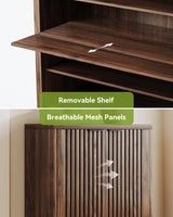 LITTLE TREE 6-Tier Shoe Cabinet with Doors for Up to 24 Pairs, Large Wooden Shoe Storage Cabinet with Adjustable Shelves, Retro Freestanding Shoe Organizer Cabinet for Entryway, Hallway, Dark Walnut LITTLE TREE