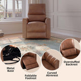 GAOMON Swivel Rocking Recliner Chair, Manual Leather Recliner Glider with Lumbar Support & Padded Armrest, Comfortable Rocker Nursery Single Sofa for Living Room and Bedroom (Brown) GAOMON