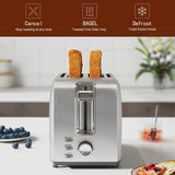 Runnatal 2 Slice Toaster, 100% Stainless Steel, Wide Slot Toaster Multifunctional with 7 Toast Settings, Defrost, BAGEL, Cancel Functions, Easy to Operate and Clean 120V 800W Silver Metallic Runnatal