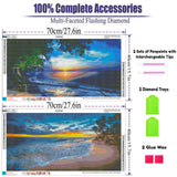 2 Pack Diamond Painting Kits，Large 5D DIY Sunset Ocean Beach Diamond Painting Kits for Adults，DIY Full Drill Crystal Rhinestone Arts and Gem Art Painting with Diamond Home Wall Decor (28X16inch) OFRKE