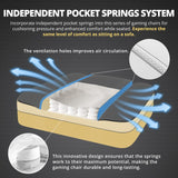 Dowinx Gaming Chair Breathable PU Leather Gamer Chair with Pocket Spring Cushion, Ergonomic Computer Chair with Massage Lumbar Support,Adjustable Swivel Task Chair with Footrest(Black&White) Dowinx