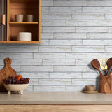 COMSTICKC 3D White Wood Wall Panels, Faux Wood Peel and Stick Shiplap Wall Panels,10 Pcs of 12"X12", Thin PVC White Wood Adhesive Fake Wood Backsplash,Paintable Decorative Tiles COMSTICKC