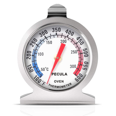 Oven Thermometer 50-300°C/100-600°F, Oven Grill Fry Chef Smoker Analog Thermometer Instant Read Stainless Steel Kitchen Cooking Thermometer PECULA