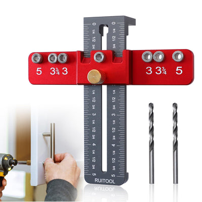 Ruitool Cabinet Hardware Jig Tool, Aluminium Alloy Cabinet Handle Install Template Tool, Adjustable Punch Locator Drill Template Guide, Cabinet Hole