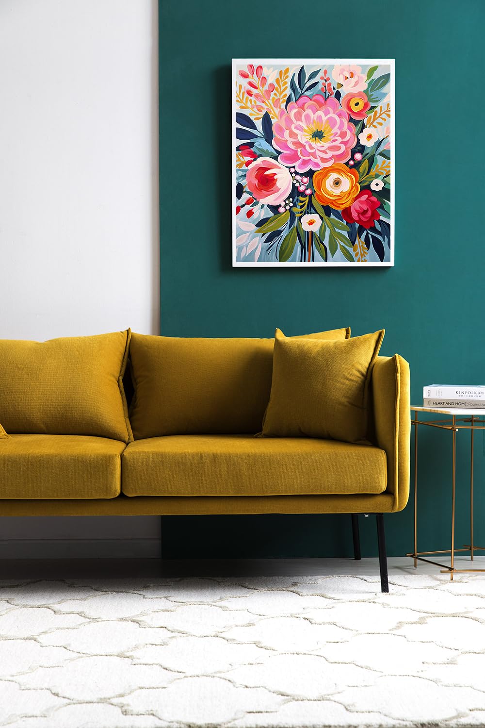 YarnMate Flowers Paint by Numbers Kit for Adults - Flowers in Vase Paint by Number on Canvas Without Frame, DIY Acrylic Painting for Gift Home Wall Decor (16x20 Inch) YarnMate