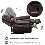 CANMOV Leather Recliner Chair, Classic and Traditional Manual Recliner Chair with Comfortable Arms and Back Single Sofa for Living Room, Brown CANMOV