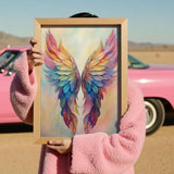 HKLIOPU Pink Wings Diamond Art Kits for Adults,DIY Diamond Painting Kits for Beginners,5D Full Drill Rhinestone Gem Art Crafts for Home Wall Decor 12"x16" HKLIOPU