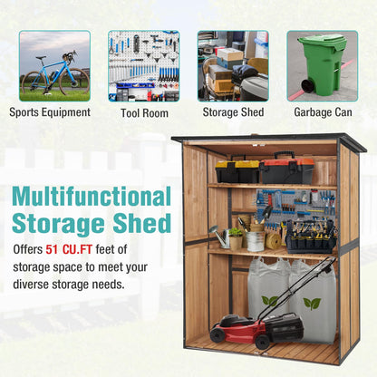 Sheds & Outdoor Storage,Large Garden Shed with Metal Frame Structure and Adjustable Shelves,Bike Storage Tool Cabinet Box for Backyard Garden Patio Lawn (Brown)