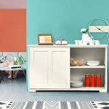 Costzon Sideboard Buffet Cabinet, Wooden Kitchen Storage Cabinet with Adjustable Shelf, Sliding Barn Door, Accent Coffee Bar Cabinet Console Table for Living Room, Dining Room, Hallway (White) Costzon