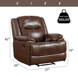 EBELLO Genuine Leather Manual Recliner Chair, Reclining Sofa Chair Couch for Living Room, Overstuffed Armrest and Padded Seat, Bedroom Furniture, Meeting Room, Brown EBELLO