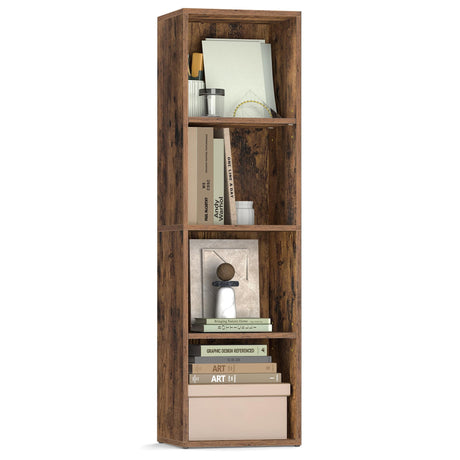 VASAGLE Custos Collection - Bookshelf, 4-Tier Bookcase, Book Shelf, Open Storage Shelf, 9.4 x 11.8 x 41.7 Inches, for Living Room, Home Office, Dining Room, Rustic Brown ULBC434K01 VASAGLE