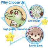 Canrichshop 4 Pack Cartoon 5D Diamond Painting for Kids,Cute Marine Animals DIY Painting Art Kit for Kids Ages 4-8-12 Mosaic Kits,Diamond Art Kid Present,Gem Paintings Full Drill 6x6 Inch Canrichshop