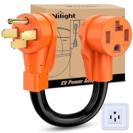 Nilight EV Dryer Charger Adapter Cord 50 Amp to 30 Amp 4 Prong Pure Copper 125V/250V Outlet to EV Dryer Plug Conversion Heavy Duty 10 Gauge Wire 14-50P to 14-30R 50M/30F Nilight