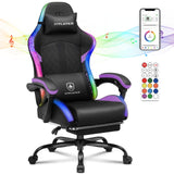 GTPLAYER RGB Gaming Chair with Speakers, Computer Chair with Footrest and LED Lights, High Back Reclining Office Chair with Headrest, 360°Swivel Chair (Purple) GTPLAYER