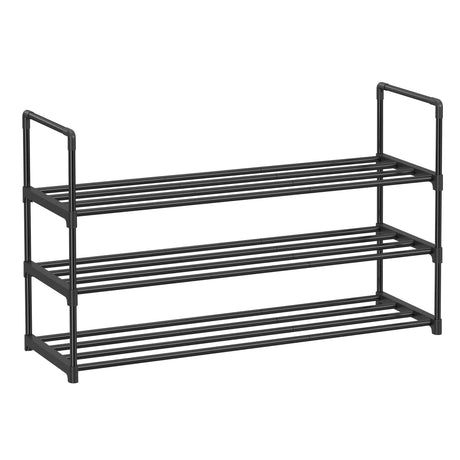 SONGMICS Shoe Rack, 3 Tier Shoe Organizer, Metal Shoe Storage Shelf for 15 Pairs of Shoes, Easy to Assemble, Entryway, Black ULSA303B02 SONGMICS