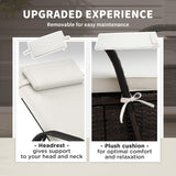 Outsunny Wicker Outdoor Chaise Lounge, 5-Level Adjustable Backrest PE Rattan Pool Lounge Chair with Wheels, Cushion & Headrest, Mixed Brown and Cream White Outsunny