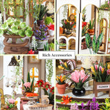 DIY Miniature House Kit,Green Garden Mini House Building Kit with LED & Furniture,Tiny House Dollhouse Kit for Adults Teen Hobby,Wooden Craft Mini Model Kit,Plants Lover Home Decor Birthday Gifts FLYNOVA