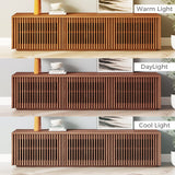 POVISON Mid Century Modern TV Stand, Solid Wood Media Console for 65 inch TV, Full Assembled Farmhouse Entertainment Center with Storage for Living POVISON