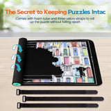 Pohxev Jigsaw Puzzle Mat Roll Up, Portable Saver Pad 43” x 26” Up to 1500 Pieces, Puzzle Matt Rollup with Non-Slip Rubber Bottom & Smooth Top. (6 Puzzle Sorting Trays & 1 Storage Bag) Pohxev
