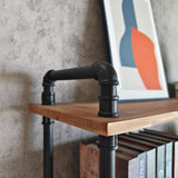 Anynice Industrial Bookshelf, 5-Tier Pipe Shelf, Wall Mounted Bookcase for Home and Office (Weathered Brown, 48" L x 11.8" W x 70" H) Anynice