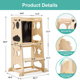 Toddler Kitchen Stool Helper, 4 in 1 Toddler Standing Tower Collapsible Kids Step Stool, Child Standing Tower for Toddlers 1-3 with Safety Rails Yojoker