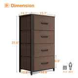 ODK Dresser for Bedroom with 4 Storage Drawers, Small Dresser Chest of Drawers Fabric Dresser with Sturdy Steel Frame, Dresser for Closet with Wood Top, Brown ODK
