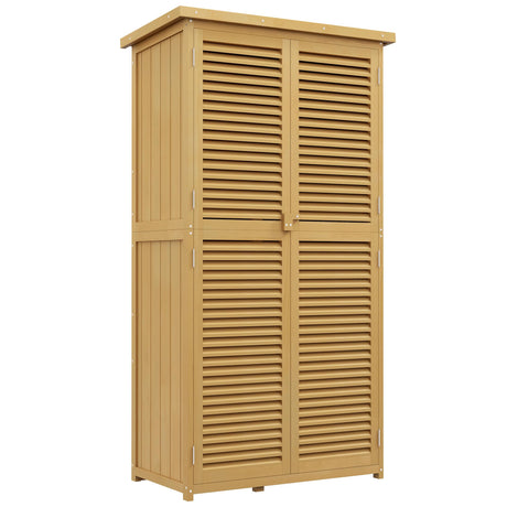 Outsunny 5' x 3' Wooden Outdoor Storage Cabinet, Garden Sheds & Outdoor Storage with Asphalt Roof & 2 Large Wood Doors with Lock, Yellow Outsunny