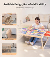 Foldable Puzzle Table with Legs, 34"x 26" Wooden Puzzle Board with Drawers & Covers, Portable Jigsaw Table for Adults, 1500 Pieces Folding Puzzle Board for Jisgaw Puzzle, Birthday Gifts for Mom JOIN&JOY