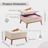 Redlife Ottoman Coffee Table, 31" Wide Rectangular Large Ottoman with Storage, Lift Top Ottoman Coffee Table Mid Century Modern Rectangle Coffee Tables for Living Room (Beige Rectangle) Redlifeᅟᅠ