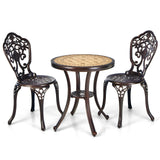 Tangkula 3 Pieces Patio Bistro Set, Cast Aluminum Outdoor Table and Chairs Set, Outdoor Round Bistro Table and Chairs Furniture for Porch, Balcony, Yard, Lawn, Poolside Tangkula